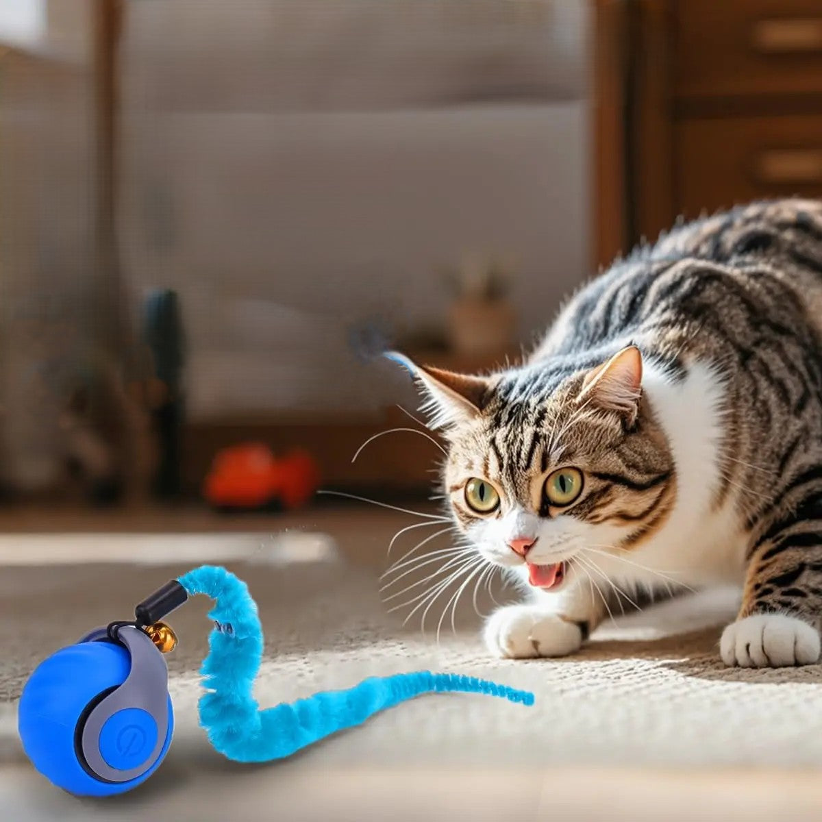 Interactive Automatic Cat Toy Ball with Feather Tail