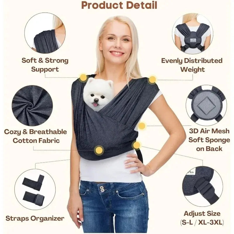 Hands-Free Front Facing Pet Sling Carrier for Small Dogs and Cats