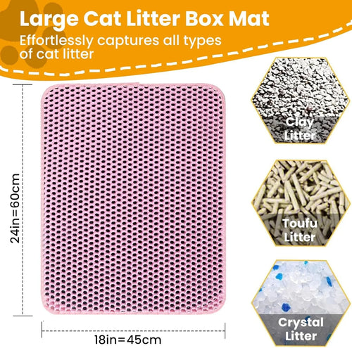 Double Layer Waterproof Cat Litter Mat with Anti-Slip Base