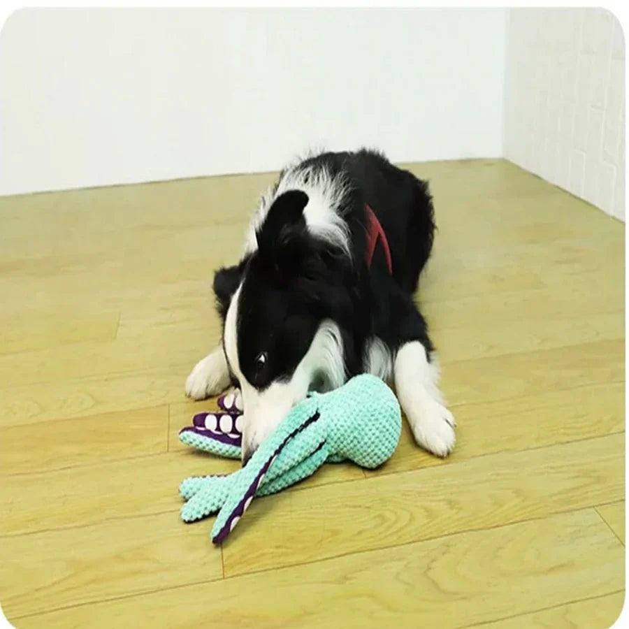 Plush Octopus Dog Toy with Squeaker for Interactive Play