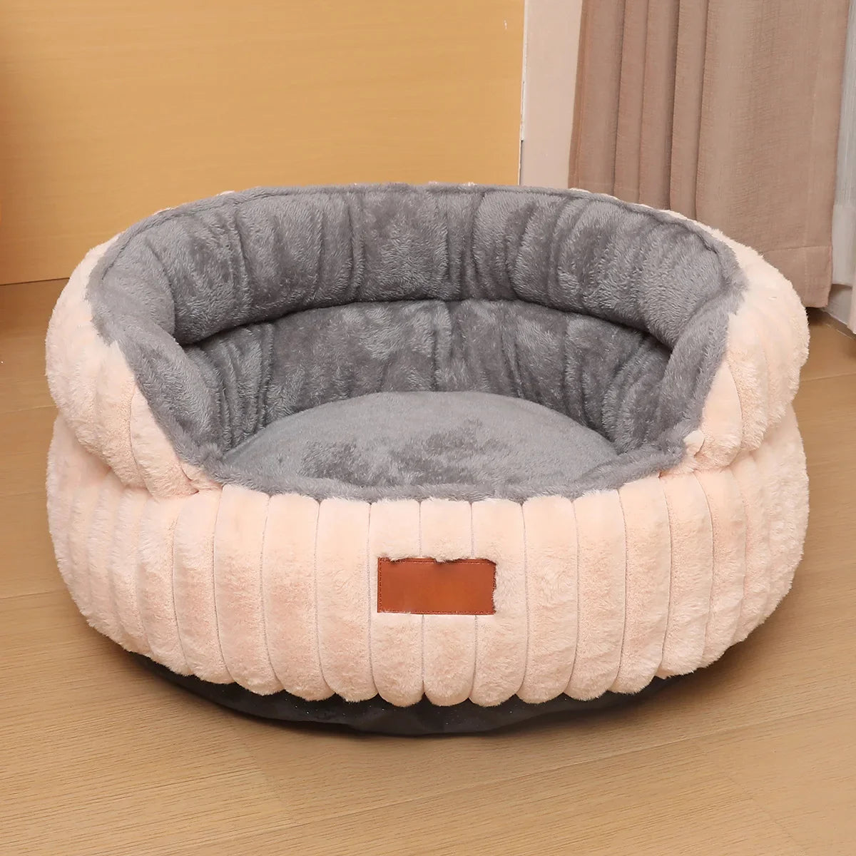 Round Plush Cat Bed Cozy Calming Nest