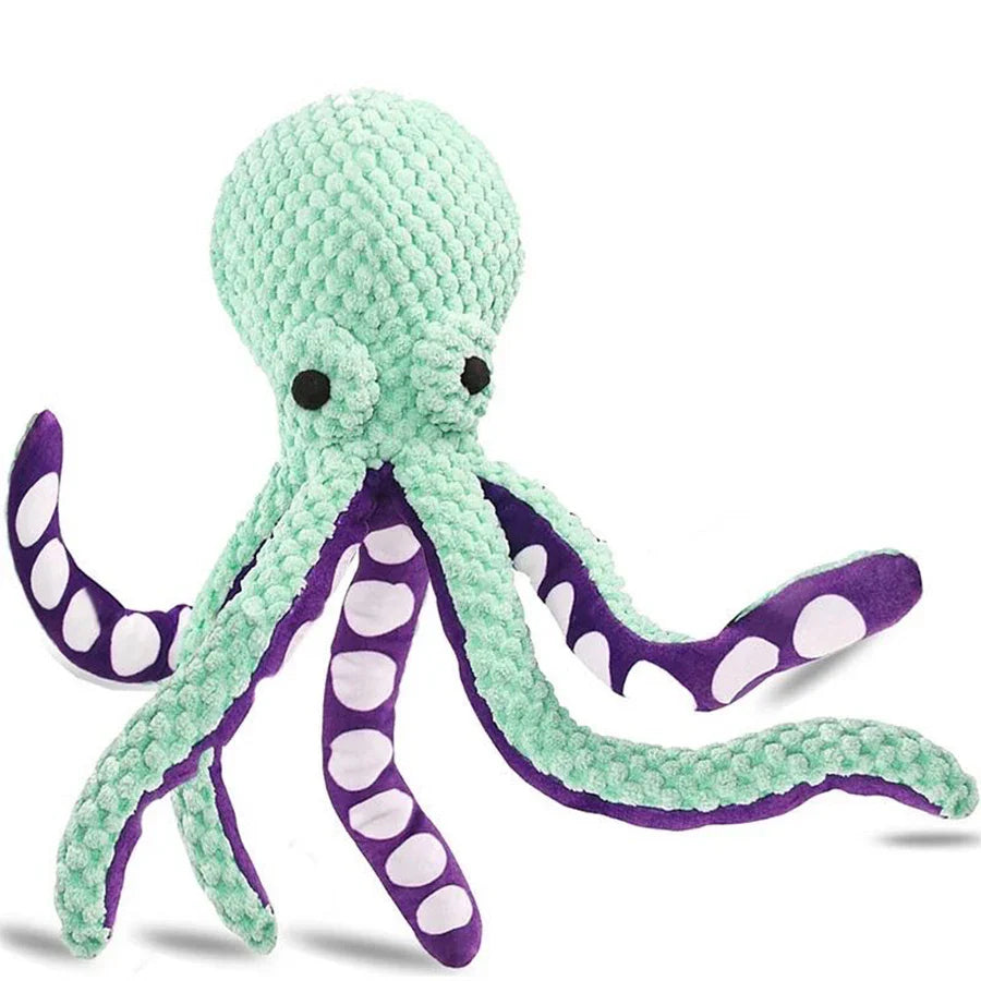 Plush Octopus Dog Toy with Squeaker for Interactive Play